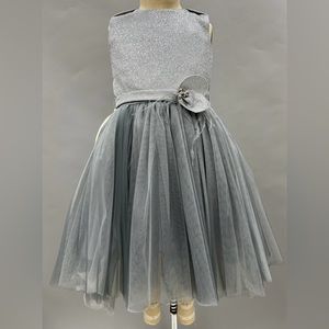 NEW- Size 4 - 3 PC DRESS JACKET & HAIRCLIP GREY TULLE & FEATHERLIKE BOLERO